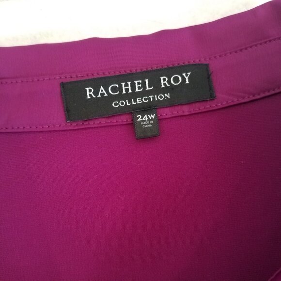 Rachel Roy Collection Satin Blouse Victorian Violet PLUS SIZE 24W Stretch Purple - Picture 9 of 12
